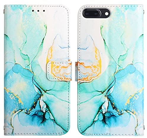 LEMAXELERS iPod Touch 5 / iPod Touch 6 / Touch 7 Hülle,iPod Touch 5 Handyhülle Glitzer Marmor für Mädchen Flip Case PU Leder Cover Magnet Schutzhülle Handytasche für iPod Touch 5,YB2 Marble Green