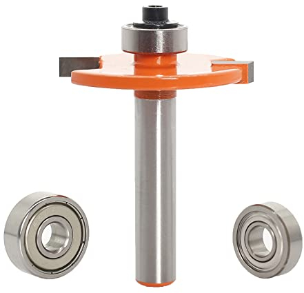 Sinoprotools 3-tlg Falzfräser Set,8mm Schaft Scheibenfräser,Schnitttiefe=4 Nuten T-förmiger Holzfräser mit 2 einstellbaren Lagern,Docking-Tool für Holzkekse Von #00,#10 und #20 (D=36,S=8)