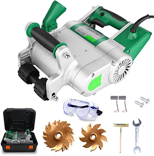 Inseguitore di Pareti, Scanalatrice Elettrica da Parete da 1100 W, Macchina da Taglio per Pareti in Cemento Appendibile, Lama in Lega da 25 Mm + 35 Mm, Regolazione della profondità di 20-30 M