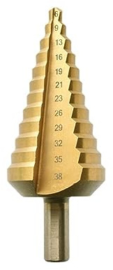 LYXDWRC 6–38 mm Schnellarbeitsstahl-Stufenbohrer, dreieckiger Schaft, gerader Rillenbohrer, Bohrwerkzeug for Metall, PVC, Holz