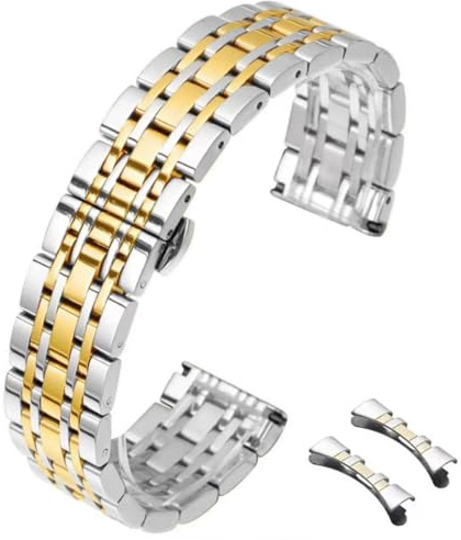 HEYOZURY Correas de Reloj Meta de Acero Inoxidable Extremo Recto y Curvo Correa de Metal de 12mm 14mm 16mm 18mm 19mm 20mm 21mm 22mm Correa de Reemplazo de Metal para Hombres Mujeres