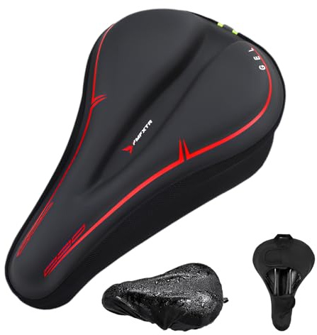 AMSNINK Housse de selle de vélo, ergonomique, rembourrée, avec mousse à mémoire de forme souple, rembourrage en gel et protection de selle étanche, idéale pour homme et femme