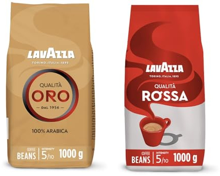 Lavazza, Qualità Rossa & Qualità Oro, Coffee Beans, Intensity 5/10, Medium Roast, 1kg x2