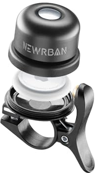 Newrban - BELL WITH AIRTAG HOLDER - Campanello con alloggio Airtag (Airtag non incluso) - Per Bici e Monopattino - Compatibilità: Manubri da 22mm - Nero