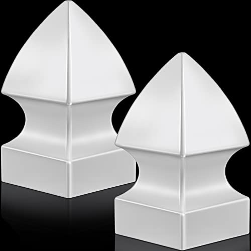 Lothee 2 Pcs Vinyl Post Cap Gothic Post Caps Decking Caps PVC Fence Parts for Decks Fence Mailbox (3.5'' X 3.5'')