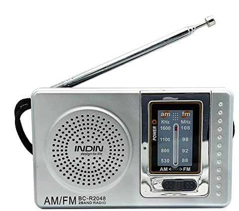 Reinscer Radio portátil telescópica con batería, mini función AM, radio FM para personas mayores