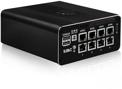 SJRC Mini PC 12th Gen N100, 8x 2.5GbE i226V LAN Small Desktop Computer Barebone, Triple 4K Display, TF Slot, DDR5 Mirco Firewall/Server for Home Office & Networking, No RAM/SSD/OS