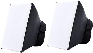 Blitzdiffusor 2 Stück Tragbare Softbox Universelle für DSLR | Schwarz, Kunststoff, Faltbar, Weiches Gleichmäßiges Blitzlicht, Schatten