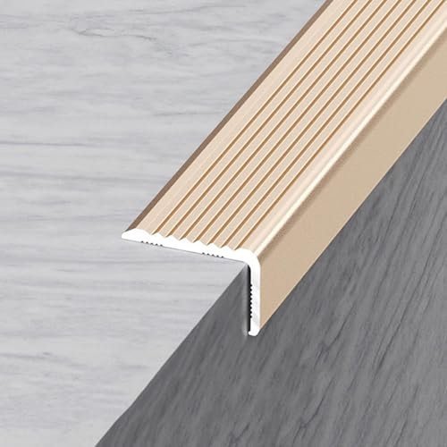 Treppe Rand Trim Aluminium Geriffelt Treppe Stufen, 3 Stück * 0,9 M L-Form Anti-Rutsch-Treppe Kantenschutz, Treppe Nase Formteil Lauffläche Cap Einfach Zu Installieren(Purple Gold,30mmx20mmx0.9m)