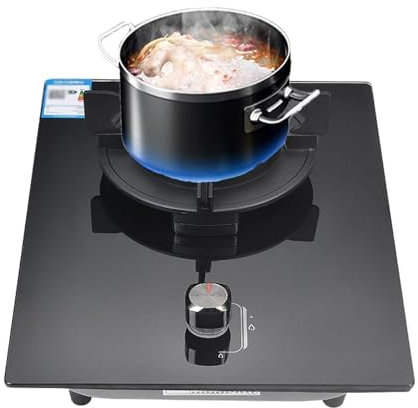THEGA Stufa A Gas, Piano Cottura A Gas da Incasso in Vetro Temperato, Piano Cottura A Gas da Incasso per Cucina Domestica con Protezione Termocoppia, Facile da Pulire(NG)