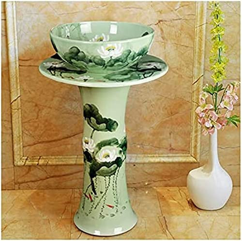 Lavandino Da Bagno In Ceramica Vintage Colorata, Mobile Lavabo Da Terra Con Rubinetto Monoforo, Set Di Scarico Per Lavabo Con Rubinetto E Scarico, 82 X 41 Cm, Verde, Lavandino, Verde, Lavandino