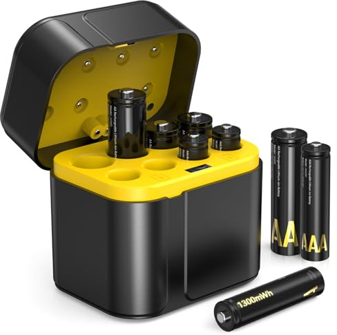 Paquete de 8 Pilas Recargables 4 AA/4 AAA, Batería AA AAA 3600/1300 mWh 1.5V Litio Alta Capacidad + Cargador Rápido con Pantalla LED