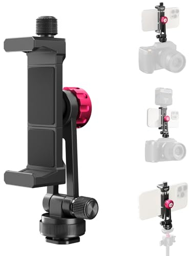 ULANZI MA61 Metall Handy Stativ Halterung mit Cold Shoe, 360°, 1/4 Schraubenloch, Adapter für Kamera iPhone 17 15 12 Pro Max, Samsung Galaxy, Klemme Aluminiumlegierung Vlogging, Live-Streaming, Video