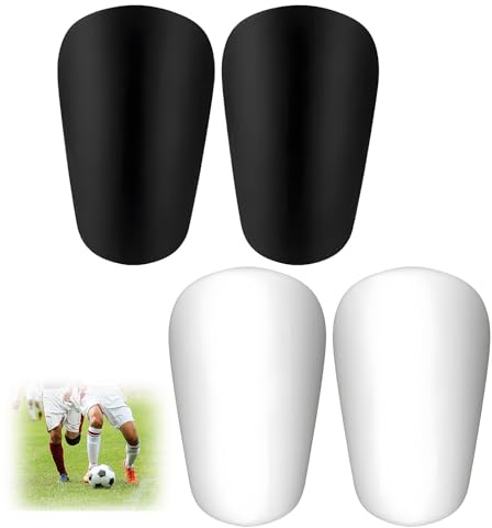 4 Pièces Mini Protège Tibias, 10 × 6 cm Protège Tibias de Football Petit Protege Tibia Mini Football Shin Pads Graffitis DIY pour Enfant Jeunes et Adultes Jeux de Football Jogging Courir (Noir, Blanc)