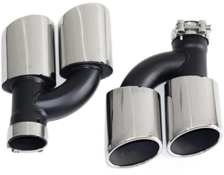 Juego De 2 Tubos Escape Traseros Acero Inoxidable Doble Salida Para A4, A5, A6, A7 Y S4, S5, S6 S7, Con Boquilla 60 Mm Silenciador Trasero Escape(Plata)