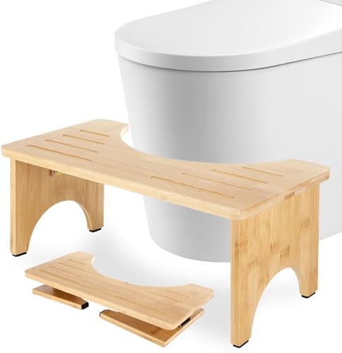 Rlssaki Taburete de Inodoro Plegable de Madera, Taburete WC Taburete de Baño para Inodoro, Escabel para WC, Diseño Ergonómico Antiestreñimiento, contra Las Flatulencias, para Niños y Adultos