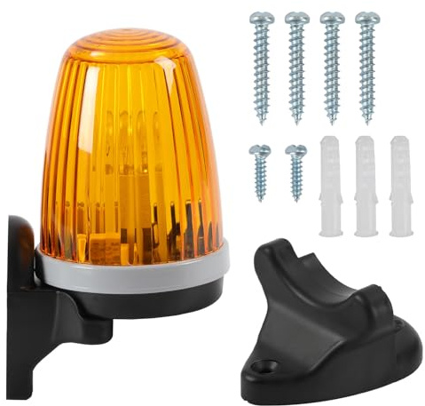 Joparri Lampada di allarme per cancelli automatici 230 VAC per porte e vialetti, φ90 x 125 mm, IP54