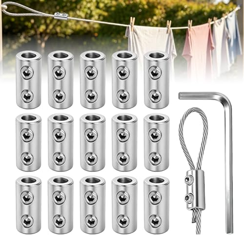 15 Piezas 1,5-2mm Doble Orificio Tensor Cuerda Tendedero Tensor Cable Acero | Conector de Cuerda Ajustador Tensor Cuerda Accesorio Para Tensores Cable Acero Y Fijación Para Tendedero Tiendas De Campaña