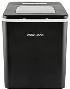Cookworks 1.8L Ice Cube Maker Machine with Fast 8 Minute Ice Making, 12kg Daily Capacity, Small & Large Ice Cube Sizes, Portable Countertop Ice Maker with Scoop & Basket, Black