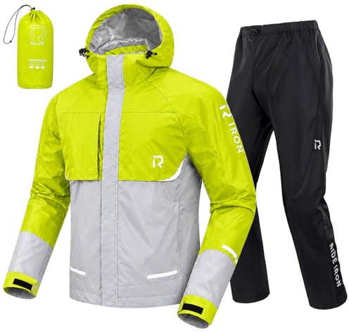 RIDEIRON Chubasquero moto hombre impermeable chaqueta pantalon impermeable moto traje Respirable chubasquero running