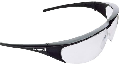 Honeywell 1002781 Millennia Gafas de seguridad con montura negra, lente de policarbonato transparente, revestimiento antiniebla Plus, ligero, muy adecuado para la construcción (1 pieza)
