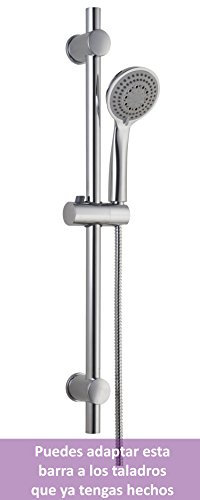Kibath 470143 Kit Barra ARA, Flexo de Acero Inoxidable, Mango de Ducha y Soportes en ABS. con Acabados en Cromo Brillo, Recambios Originales