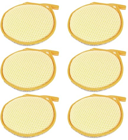 LOLA Round N' Round Wonder Non-Scratch Scouring Pad, 6 Pack, Metallic on One Side, Nylon Net Sponge On Other Side, Hang Hole, Assorted Colors