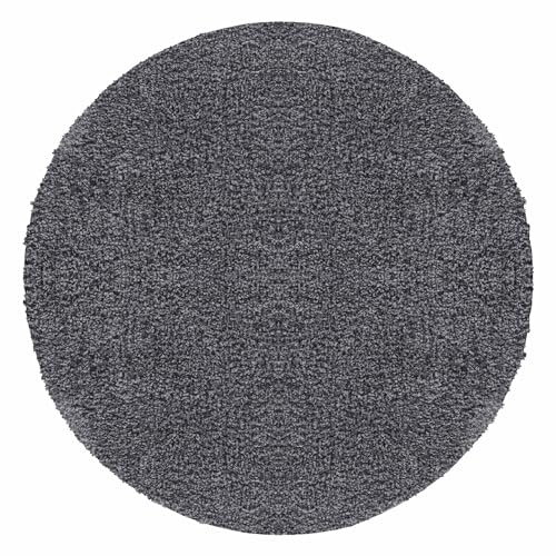 Carpetsale24 Shaggy Hochflor Teppich 120 cm Rund Grau weich flauschig modern einfarbig Ideal unter Beistelltisch oder im Flur für Wohnzimmer Schlafzimmer Flur