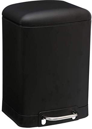 Poubelle 6L en métal finition mate - Fermeture silencieuse - Large pédale - Coloris NOIR