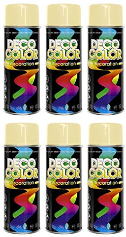 Deco Color 6er Sparpack DC Lackspray glänzend 400ml nach RAL freie Farbauswahl (6 Dosen in hellelfenbein glanz RAL 1015)