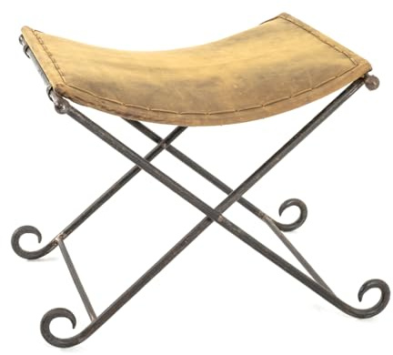 HAKU Hocker, Vintage, Leder, Metall - Maße: B 58 x H 49 x T 50 cm, Style: Industrial