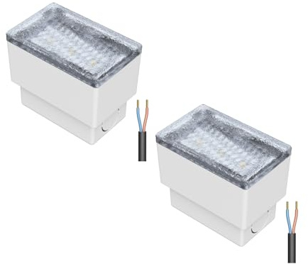 ledscom.de 2 Stück LED Pflasterstein Bodeneinbauleuchte CUS für außen, IP67, eckig, 8 x 5cm, warmweiß