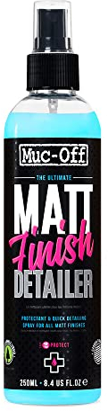 Muc Off Matt Finish Detailer 250 ml - Fahrradreiniger Premium Schutz- und Pflegespray für matte und seidenmatte Lacke - Zur Verwendung an Fahrrädern und Motorrädern, Black
