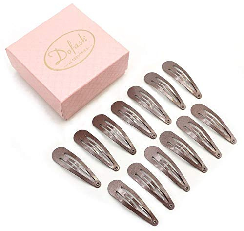 Dofash 20 Stücke 2IN/5CM Haar Snap Clips Snap Hair Clips Haarspangen Haarklammer Haarschmuck für Mädchen Damen (Braun)