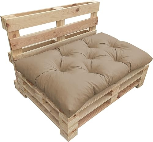 chilly pilley Palettenkissen Wasserdicht Palettenauflage Palettenpolster Palettenmöbel Gartenkissen Wasserfest Wasserabweisend viele Größen und Farben (Sitzkissen 120 x 60. Cappuccino)