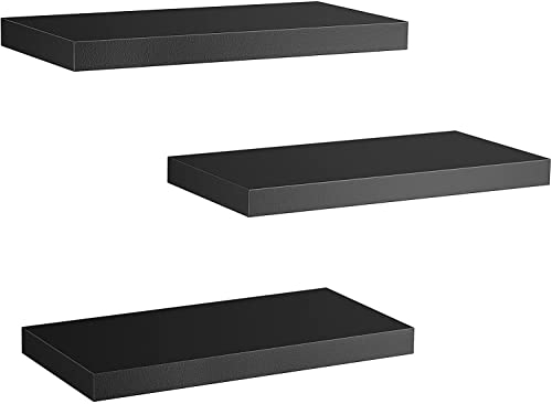 STOREMIC Wandregal schwarz, Regale für die Wand 3er-Set, Wandregal schwarz belastbar bis zu 10 Kg, modern DekoAusstellungsregale für mehr Platz L40 x B14 cm cm für Badezimmer, Büro, Wohnzimmer