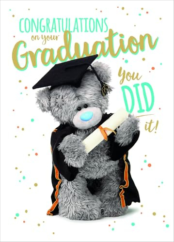 Me To You Bear Tatty Teddy ASS93005 Grußkarte mit Foto-Finish, Aufschrift Congratulations on Your Graduation, Weiß, 12,7 x 17,8 cm