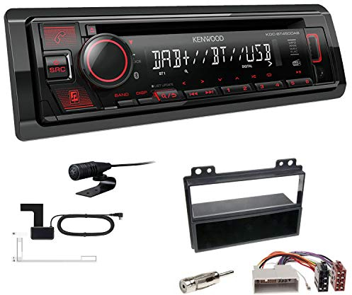 Kenwood KDC-BT450DAB 1-DIN DAB Autoradio Bluetooth CD USB AUX Einbauset passend für Ford Fiesta V 2001-2005 schwarz