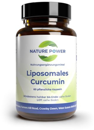 Liposomales Curcumin - Liposomales Pulver in Kapseln - Maximale Bioverfügbarkeit - 60 pflanzliche Kapseln im Braunglas - gentechnikfrei und vegan - von NATURE POWER