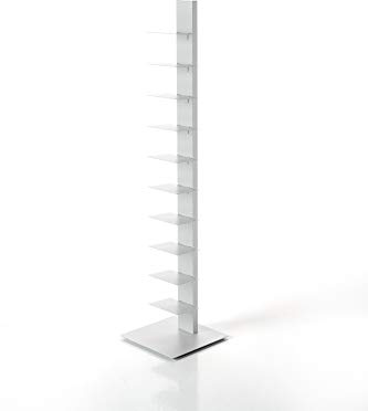 ZStyle BBB ITALIA Bücherregal Sapiens mit vertikaler Säule aus Metall, freistehendes Regal mit Stahlböden (152 cm, Weiß)