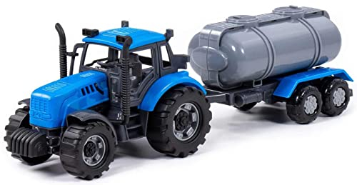Polesie Traktor Kinder Spielzeug Progress m. Fassanhänger blau Schwungrad Fahrzeug +3J