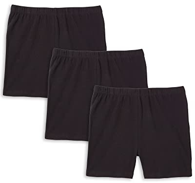 French Toast Girls Biker Shorts - 3 Pack Soft Cotton Stretchy Under Girls Bike Shorts for Uniforms Skirts and Dresses, Size Medium, Black/Black/Black