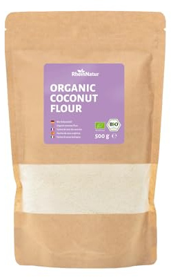 RheinNatur Bio Kokosmehl 500 g - Fein gemahlenes Mehl, ideal zum Backen - Reines Naturprodukt mit Antioxidantien & Ballaststoffen - Vegan, Low carb