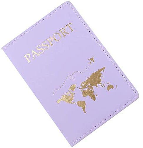 YYGOJOY Custodia per passaporto, custodia per passaporto in pelle PU con portafoglio per carte di credito, denaro, biglietti da visita, passaporto, carte d'imbarco, per donne e uomini, Viola,