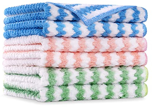Vicloon Microfiber Cleaning Cloths, 6Pcs Super Absorbent Microfibre Cleaning Cloth，Reusable Microfiber Dish Cloths，Multipurpose Cleaning Towels for House,Kitchen, Size 25 x 25 cm