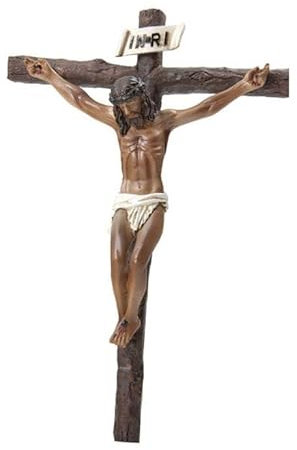 Crucifijo Cristo de la Buena Muerte Resina Pintado a Mano 22 cm