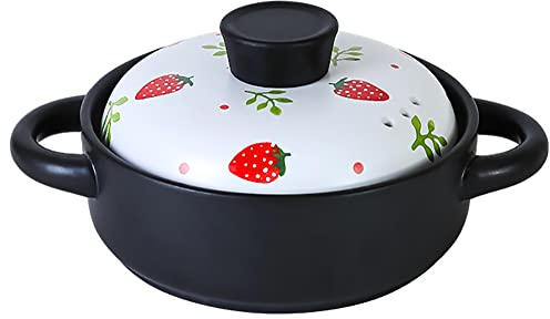 TANFEI Clay Pot For Cooking Terracotta Stew Pot Clay Casserole Pot With Lid, Casserole Ceramic Soup Pot Milk Pot Tagine Pot (1.5 Pot)