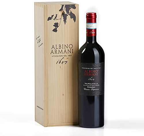 ALBINO ARMANI - GIFT RIPASSO - Confezione regalo in legno con logo da 1 bottiglia x 750 ml - 1x Valpolicella Ripasso Classico Superiore DOC