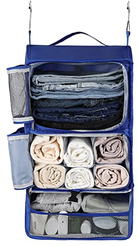 Surblue Mensole Sospese Borsa da Viaggio Cubo di Imballaggio a Compressione per Valigia Pieghevole con Strato di Estensione Ampia Capacità Blu XL