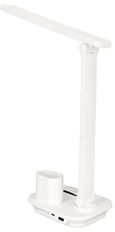 5 W LED Schreibtischlampe, Dimmbare Augenschutz Tischlampen mit Zeitgesteuerter Abschaltfunktion, 3 Beleuchtungsmodi und Stufenlosem Dimmen, Touch Steuerung, für das Home Office (Weiss)